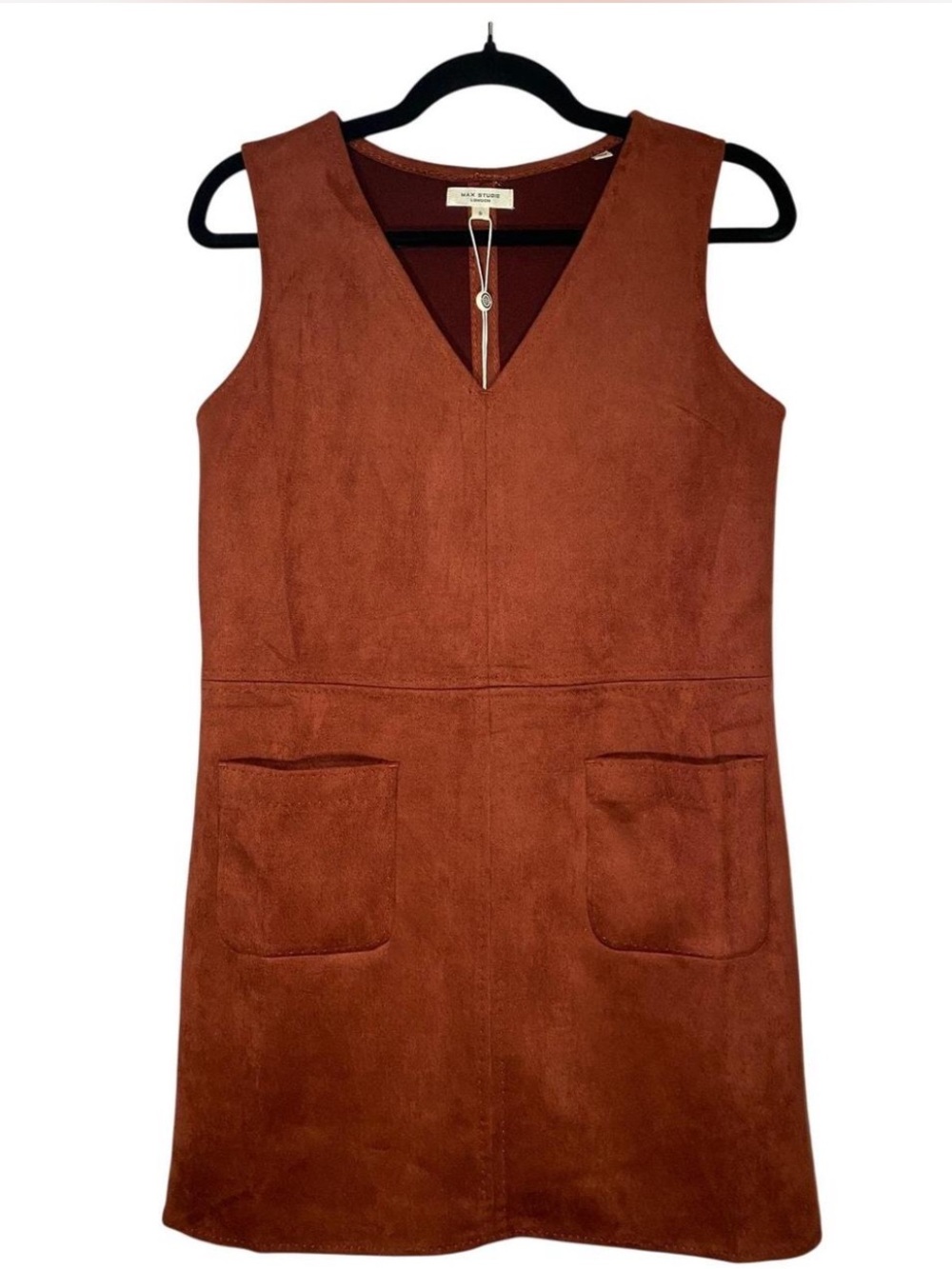 Max Studio faux suede mini dress in a rich rust brown color Size L